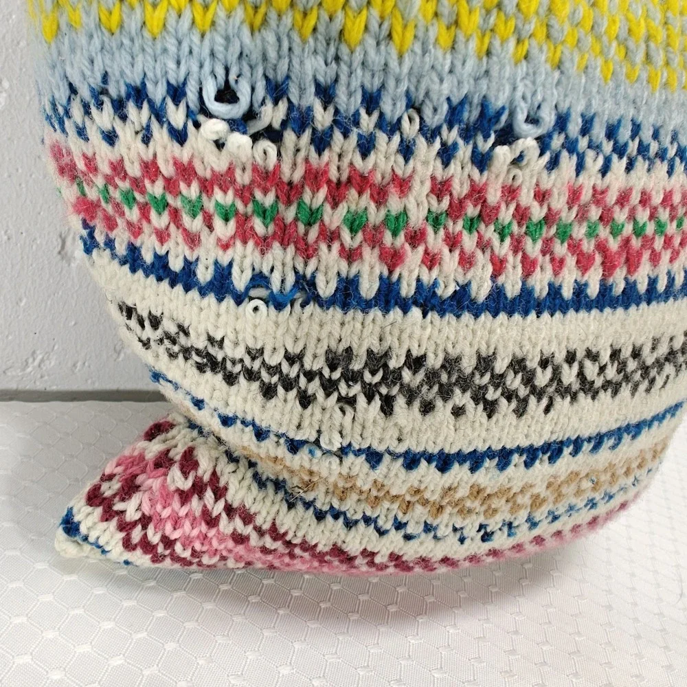 VTG Homemade Knitted‎ Cat Doll Pillow